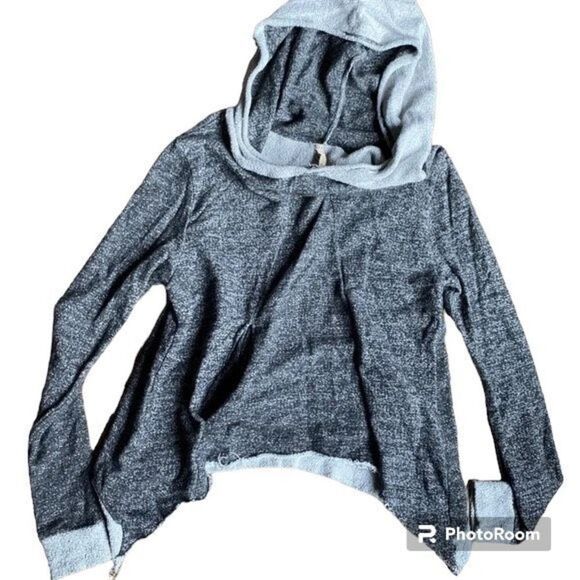 ✨Elan Asymm Gray/Blk Hoodie w Raw Edge Sweatshirt ✨ - Picture 1 of 4